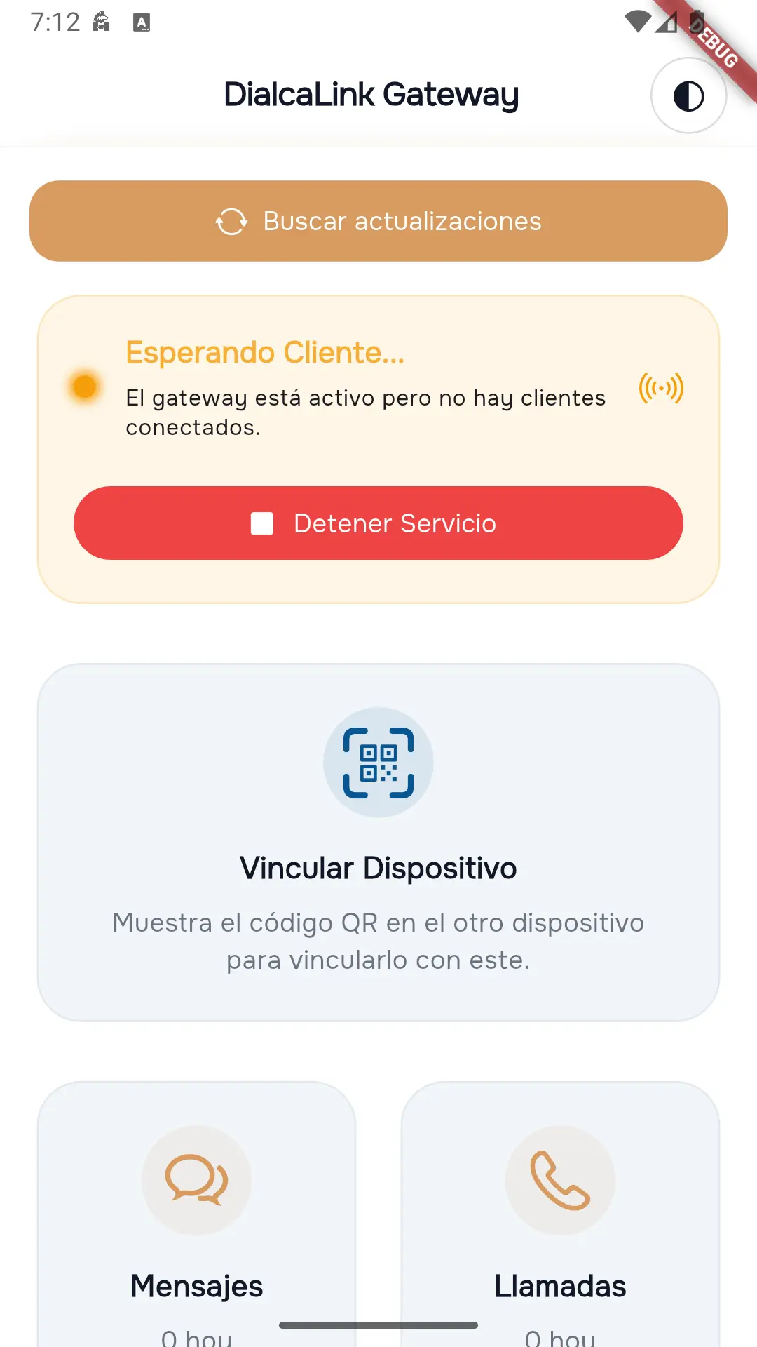 DialcaLink Gateway Home screen
